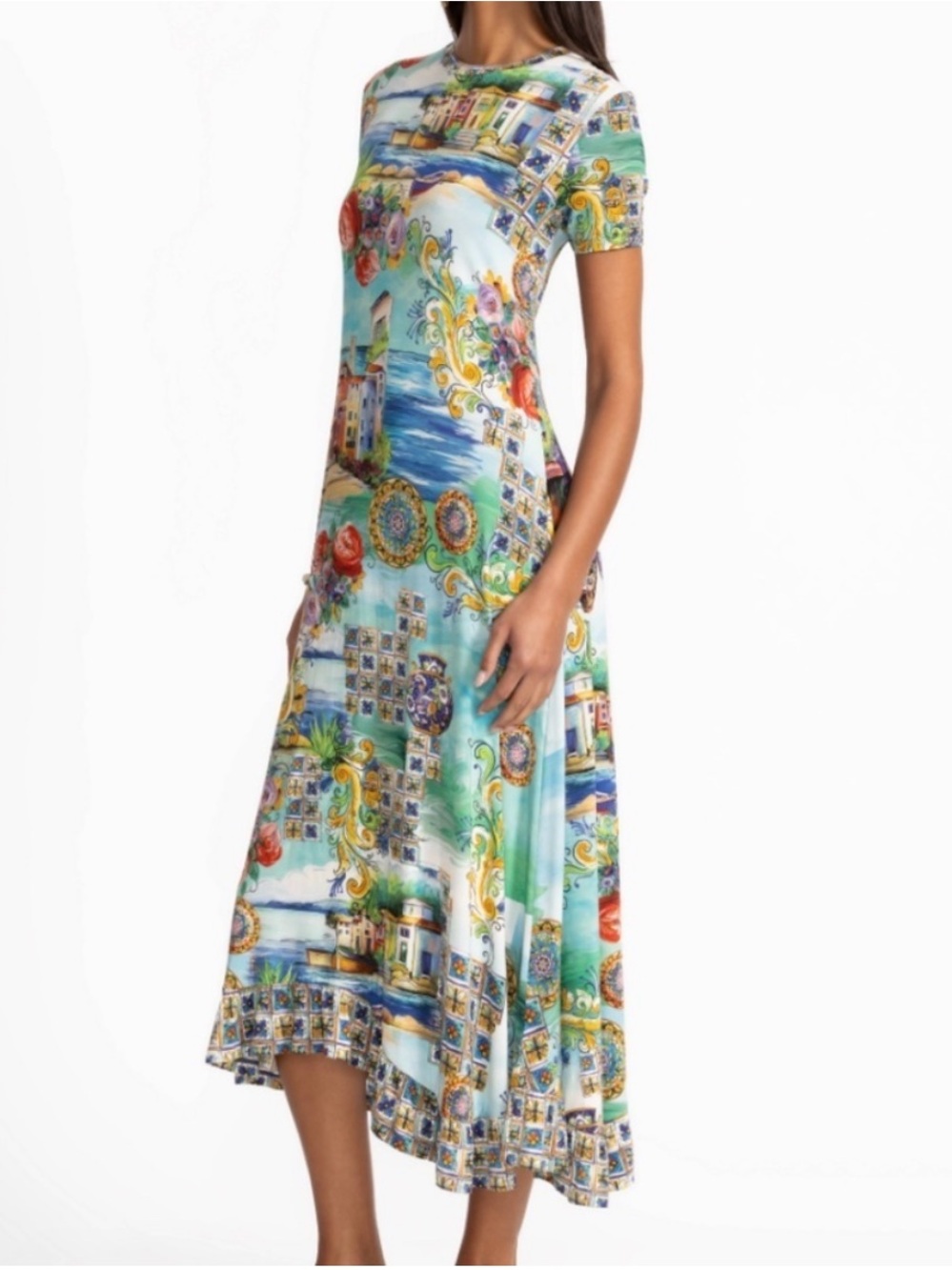 Johnny Was The Janie Favorite Asymmetric Hem Short Sleeve Dress - Picture 2 of 11